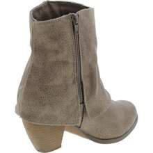 Women's Lace Detail Faux Zipper Pull On Layed Ankle Bootie - Taupe - View 6