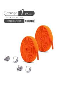 1pair Elastic No-Tie Shoelaces, Multiple Colors Available For Sneakers, Sports Shoes (Note: Actual Colors May Vary Slightly Due To Different Monitor Settings)