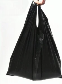 80/160 件黑色塑料背心袋，可重复使用的购物袋，垃圾袋，超市用加厚一次性塑料袋， - 黑色 - 查看 9