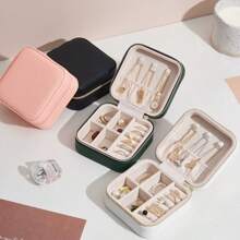 Portable Travel Jewelry Box Storage Bag Ring Necklace Pouch Good Gift -Cx1008 - 粉色 - 查看 5
