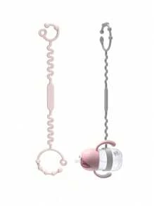 2 Stück/Set Baby Beißringe & Flaschen Silikon Riemen: 1 Stück Beißring Riemen, 1 Stück Flasche Riemen. Schnuller Beißringe, verstellbarer Riemen, geeignet für Kinderwagen, Autositz, Hochstuhl, Kinderbett