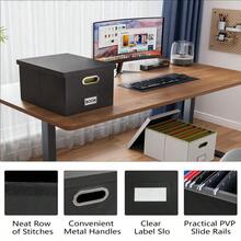 File Organizer Box,Filing Box With Lid,File Box For Letter/Legal File Folder Storage, Portable Hanging File Box For Office/Decor/Home,1 Pack,Black-Box Only - Black(Leather) - View 4