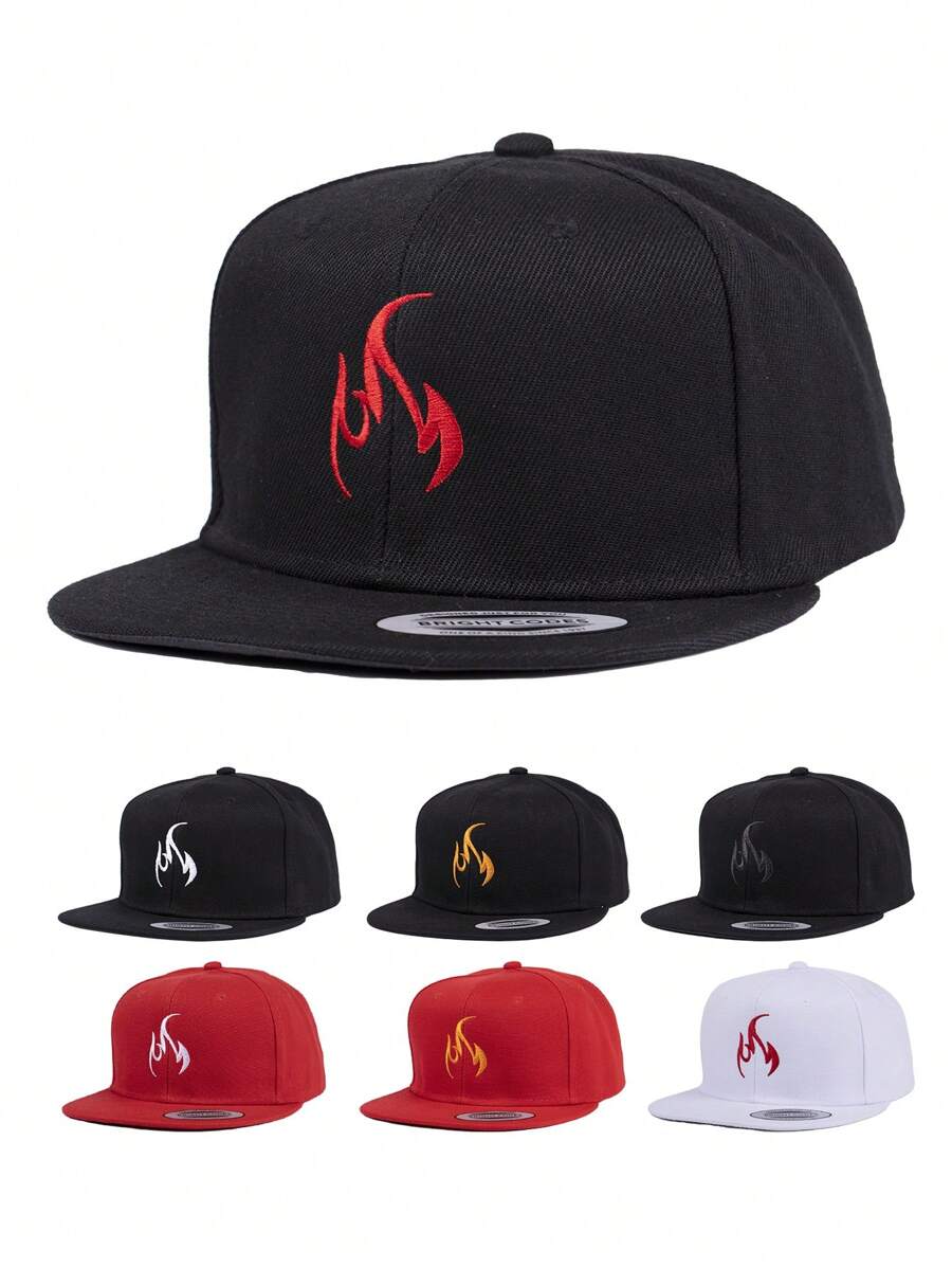 1pc Men's Outdoor Flame Design Snapback Cap,Sports Hip-Hop Cap, Baseball Game Fits,Basketball,Fall Fits,Sports Style,90's Outfit,Bright Colors,Adjustable Outdoor Sun Protection Casual Cap For Travels, Parties And Beach,Ideal For Gifts Halloween - Solid Color - View 1