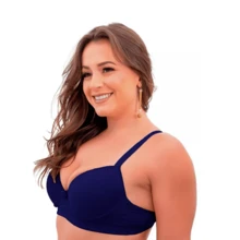 Basic Reinforced Cup Bra With Wide Strap And Support Adjustable Bra For Everyday Life - Màu xanh hải quân - Xem 2
