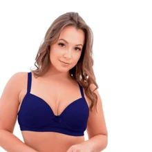 Basic Reinforced Cup Bra With Wide Strap And Support Adjustable Bra For Everyday Life - Màu xanh hải quân - Xem 1