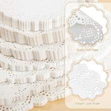 100pcs, White Paper Doilies, Disposable Paper Lace Doilies For Food Decorative Doilies Placemats For Table Wedding Birthday Cakes Desserts Food Decoration - Assorted Sizes (Round Rectangle Oval Heart) - White - View 4