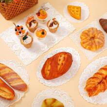 100pcs, White Paper Doilies, Disposable Paper Lace Doilies For Food Decorative Doilies Placemats For Table Wedding Birthday Cakes Desserts Food Decoration - Assorted Sizes (Round Rectangle Oval Heart) - White - View 7