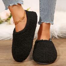 Women's Warm Boots Memory Foam Fuzzy Booties House Shoes Winter Warm Indoor Outdoor Slippers - Black - View 9