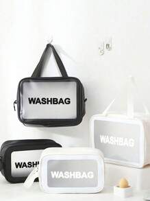 1pc Large Capacity Waterproof Makeup Storage Bag With Clear Portable Design And Double Handles - Perfect For Organizing Cosmetics And Toiletries Makeup Bag Make Up Organizer Toiletry Bag Cosmetic Bag Wash Bag For Travel Back To School Bathroom Dorm Essentials Travel Essentials Beach Bag Beach Essentials Beach Towel Organizer