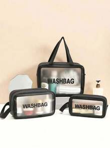 1pc Large Capacity Waterproof Makeup Storage Bag With Clear Portable Design And Double Handles - Perfect For Organizing Cosmetics And Toiletries Makeup Bag Make Up Organizer Toiletry Bag Cosmetic Bag Wash Bag For Travel Back To School Bathroom Dorm Essentials Travel Essentials Beach Bag Beach Essentials Beach Towel Organizer