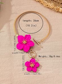 1pc Fashionable White Floral Spray Painting Elegant Simple Anklet For Women, Suitable For Party & Holiday - Hot Pink - View 5