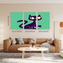3 PCS/SET Halloween Lady Cat Framed Canvas Posters, Modern Wall Art For Bedrooms, Living Rooms And Hallways, Ideal Decorative And Decorative Gifts
