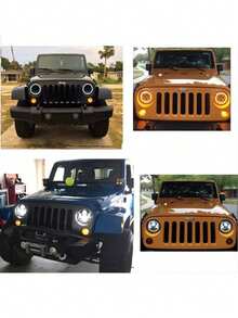 Faro de motocicleta de 7 pulgadas, faro LED redondo de 7 pulgadas DRL Halo luz de señal de giro de ojo de esquina compatible con faros de luz alta/baja - Negro - Ver 3