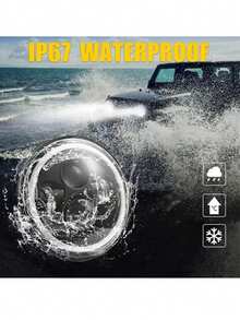 Faro de motocicleta de 7 pulgadas, faro LED redondo de 7 pulgadas DRL Halo luz de señal de giro de ojo de esquina compatible con faros de luz alta/baja - Negro - Ver 7