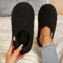 Comfy Women's Memory Foam House Slippers - Soft, Lightweight Boots With Curly Fleece And Cozy Polar Fleece Lining - 黑色 - 查看 1