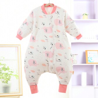 Saco de dormir acolchado y ligero de 2.5tog con patrón de dibujos animados para niños, saco de dormir cómodo con piernas separadas para bebés y niños pequeños, adecuado para primavera y otoño, día de los enamorados