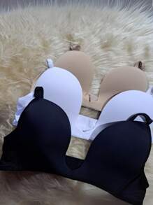Kit 2 Deep Neckline Bra With Adjustable Straps U-Shaped Bra Women's Fashion - 米色 - 查看 3