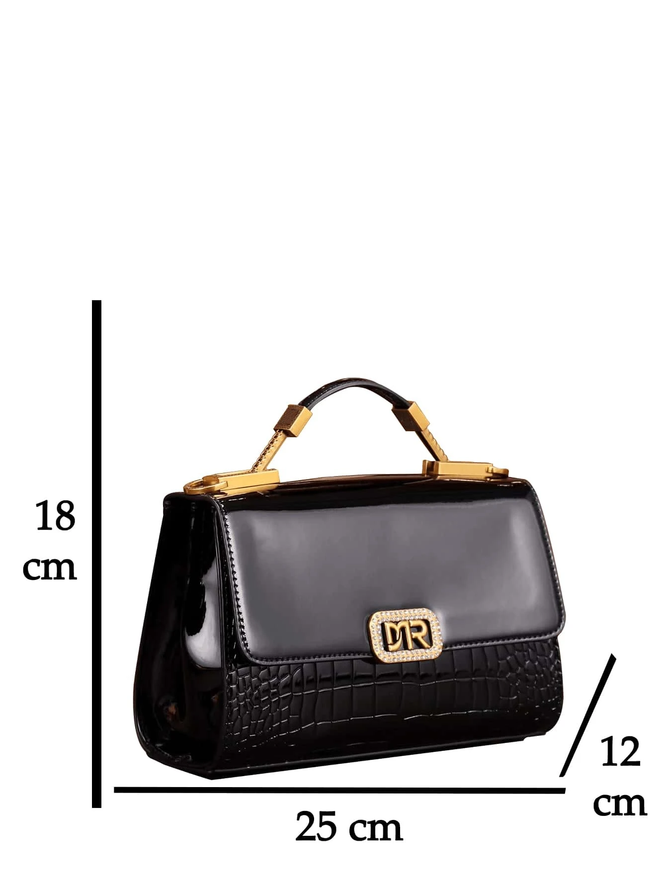 1pc Glossy PVC Leather Crocodile Print Handbag, Suitable For Commuting