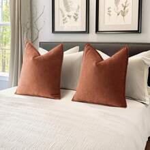 1pc Chenille Farmhouse Solid Color Throw Pillow Cover - Rust Brown - View 7