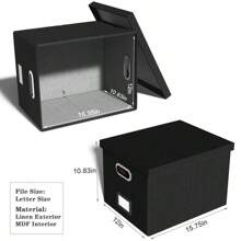 File Organizer Box,Filing Box With Lid,File Box For Letter/Legal File Folder Storage, Portable Hanging File Box For Office/Decor/Home,1 Pack,Black-Box Only - Black - View 3