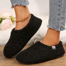 Women's Warm Boots Memory Foam Fuzzy Booties House Shoes Winter Warm Indoor Outdoor Slippers - Black - View 8