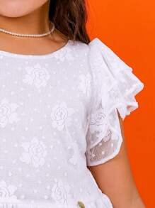 Children's White Dress Luxury Swirled Graduation ABC Eucharist Christening Bridesmaid New Year Party Borboletinhas Kids - 白色 - 查看 5