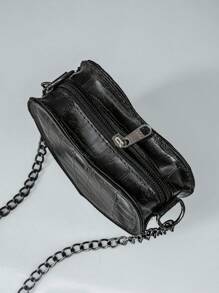 Women's Crossbody Bag Side Mini Bag Small Party Metallic Chain Strap Love Heart - màu đen - Xem 4