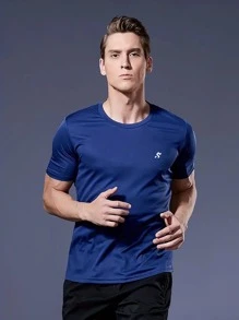 Dry Fit Men's Short Sleeve Drifit T-Shirt Gym Running CrossFit Fitness Lisa Premium Polyester - 藏蓝色 - 查看 2