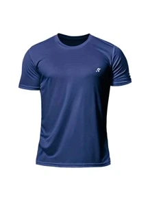 Dry Fit Men's Short Sleeve Drifit T-Shirt Gym Running CrossFit Fitness Lisa Premium Polyester - 藏蓝色 - 查看 1