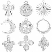 5 pièces Breloques pendentifs en acier inoxydable vintage plaqué or et argent en forme de tortue, de tournesol et de feuille pour la fabrication de bijoux DIY, colliers, bracelets, boucles d'oreilles, décoration de fermeture éclair de sac