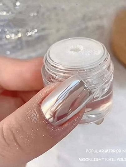 1 Box 0.2G Nail Glitter Peacock Pearl Nail Powder Shimmer Glitter Wedding Bride Nail Design Rubbing Dust Mirror Effect Fairy Powder Diy (Silver Moonlight Mirror) Nail Charms Nail Gems Nail Supplies Nails