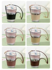 Manchon isolé de tasse en PU chic - anti-fuite, Sac fourre-tout portable pour boissons chaudes et froides | Durable, résistant à l'eau et facile à nettoyer | Parfait pour les gobelets à paille en verre, les couvercles de gobelets pour boissons, les manchons de gobelets réutilisables - Multicolore - Voir 12