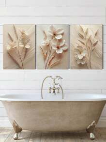 3pcs Minimalist Style Poster, European Style Wall Art, Flowers Wall Decor, Modern Posters, Fashion Artwork Home Decor Ideal Gift, Room Aesthetic Canvas Painting Art Print, Living Room Bedroom Kitchen Bathroom Dormitory Decorative Painting, No Frame Gifts Birthday Graduation