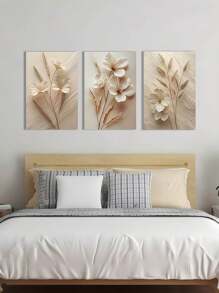3pcs Minimalist Style Poster, European Style Wall Art, Flowers Wall Decor, Modern Posters, Fashion Artwork Home Decor Ideal Gift, Room Aesthetic Canvas Painting Art Print, Living Room Bedroom Kitchen Bathroom Dormitory Decorative Painting, No Frame Gifts Birthday Graduation