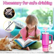 Set de 5 accesorios para tazas de 30oz y 40oz, decoraciones con iniciales para tumblers, que incluye tapa y funda de silicona para pajita, tapa a prueba de derrames, y dije para asa