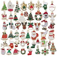 20/30/50 件混合珐琅圣诞饰品雪人雪花圣诞树圣诞老人镀金吊坠适用于 DIY 珠宝工艺制作配件圣诞装饰用品 - 彩色 - 查看 10