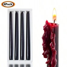 Taper Bleeding Kerzen Vampirtränen schwarzes Set mit 4/8/12 Kerzen, mit schwarzen Metallkerzenhaltern, Halloween Dekoration Kerzenständer, Weihnachtsdekoration, ideale Geschenke für Freunde und Familie - Verschiedenfarbig - Übersicht 1
