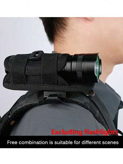 1pc Durable Molle Flashlight Holster,Nylon Torch Carry Case With 360 Degree Carabiner Reel Clip,Rotatable Flashlight Holder Belt Clip,Easy Access And Hands-Free Use - Ideal For Outdoor Activities, Spring Outdoor Sports, Valentine's Gift