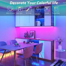 RGB Smart IC LED Strip Lights, LED Lights For Bedroom, DIY Multiple Colors On One Line, App Control Color Changing Strip Lighting Music Sync Home Decor - 查看 6
