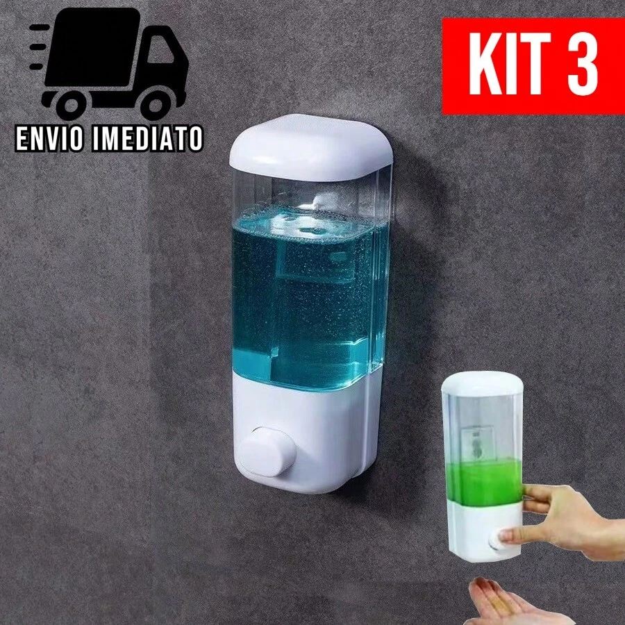 Kit 3 Automatic Wall-Mounted Dispenser For Detergent, Liquid Soap, Alcohol Gel - 白色 - 查看 1
