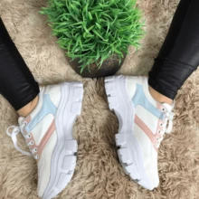 Women's Casual Tennis Shoes Platform High Sole White Comfortable And Stylish - 白色 - 查看 4