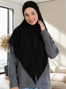 1pc Senhoras Casual Cor Sólida Macio Hijab Lenço de Cabeça, Confortável Versátil Xale Para Todas As Estações Faixa de Cabeça Abaya Acessórios Casual Sob Cap Mulheres Véu - cor sólida - Ver 12