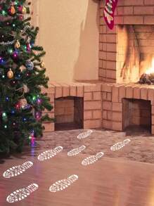6/4/2pcs Santa Claus Footprint Stencils, Christmas Floor Foot Prints Painting Template, Reusable, For Christmas Floor Decor, Window Sill, Stairs DIY Background Decoration