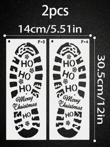 6/4/2pcs Santa Claus Footprint Stencils, Christmas Floor Foot Prints Painting Template, Reusable, For Christmas Floor Decor, Window Sill, Stairs DIY Background Decoration