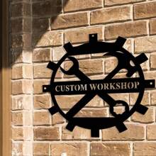 1 件式车库标牌、定制店铺标牌、个性化车库、爸爸的车库店铺标牌、商业店铺、男人洞穴礼品、木匠礼品创意、乡村家居 - 黑色 - 查看 9