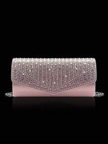 Bolso de mano de noche para mujer con adornos de lujo de strass, juego con pulsera, collar y aretes de strass. Bolso de hombro y bandolera elegante y estiloso para fiestas, damas, novias. Bolso perfecto y encantador para vestidos de noche, fiestas, bodas, cenas/banquetes. Mejor regalo para Año Nuevo y Día de San Valentín.