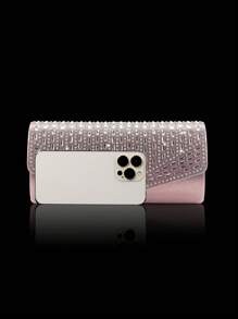 Bolso de mano de noche para mujer con adornos de lujo de strass, juego con pulsera, collar y aretes de strass. Bolso de hombro y bandolera elegante y estiloso para fiestas, damas, novias. Bolso perfecto y encantador para vestidos de noche, fiestas, bodas, cenas/banquetes. Mejor regalo para Año Nuevo y Día de San Valentín.