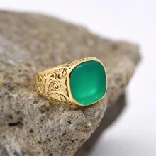 1 pieza Anillo chapado en oro de 18k CIREY, piedra principal multicolor, brillo lujoso y personalizado, diseño unisex para parejas, adecuado como regalo o para uso diario - Multicolor - Ver 23
