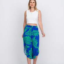 Printed Pantacurt Pants With Wonderful And Chic Side Slits - Xanh đậm - Xem 1