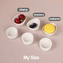 GDCZ 6 件白色陶瓷迷你酱料碟，圆形调味碗，适用于盛放番茄酱、辣椒酱、黑胡椒酱等。适用于洗碗机和烤箱 - 白色 - 查看 11